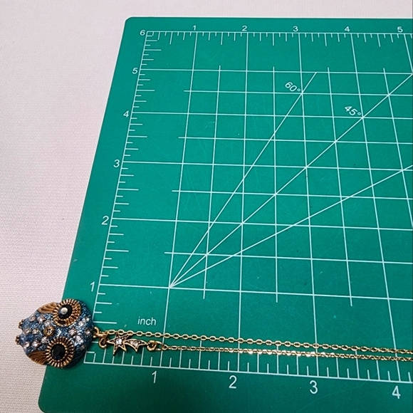 Betsey Johhson Owl Pendant With Blue Rhinestones - Picture 10 of 12